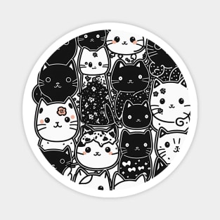 A group of black and white cats Magnet